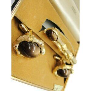 Swank Cufflinks Tie Bar Set Skomer Phoenix Gold Tone Tux Shirt Suit Vintage IOB